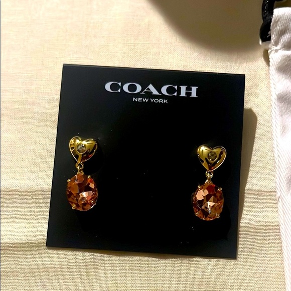 Coach Gold and Pink Teardrop Earrings - Picture 3 of 7